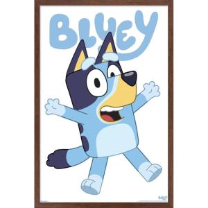 Bluey – Bluey Feature Series Wall Poster, 22.4L” x 14.7W”, Barnwood Framed Version(Mahogany Framed Version)