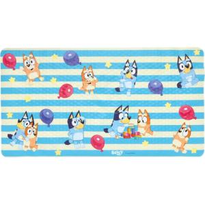 Bluey Bath Mat for Kids, Toddlers and Babies, 15.5 by 22 Inch, Non Slip, Bathtub Mat with Suction Cups, Machine Washable, Cushioned to Protect, Easy to Clean, Official Bluey Characters