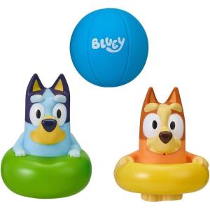 Bluey Bath Squirter Toys Pack of 3, Lightweight Floating Water Toy Set with Bingo and Beach Ball, Squeezable Bath Toys for Toddlers and Kids, Ages 3+
