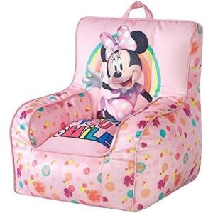 Bluey & Chloe Kids Micromink Bean Bag Sofa Chair,Soft Padded Toddler Seat with Piping & Carry Handle,Cozy Lounge Chair for Ages 3+,Blue(Minnie)