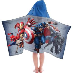 Jay Franco Kids Hooded Towel – 22″ x 51″ Super Soft Bath Wrap with 3D Hood, Beach, Pool & Travel, Official Licensed Product, Blue – Bluey(Gray – Avengers)
