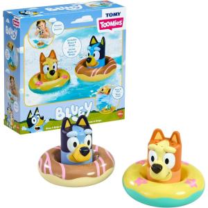TOMY Toomies Bluey Pull and Go Canoe – Pull String Helps Bluey Paddle Through Water – Includes Bingo Bath Toy Pourer – Bluey Toys for Bath – Ages 18 Months and Up(Splash& Float Combo)