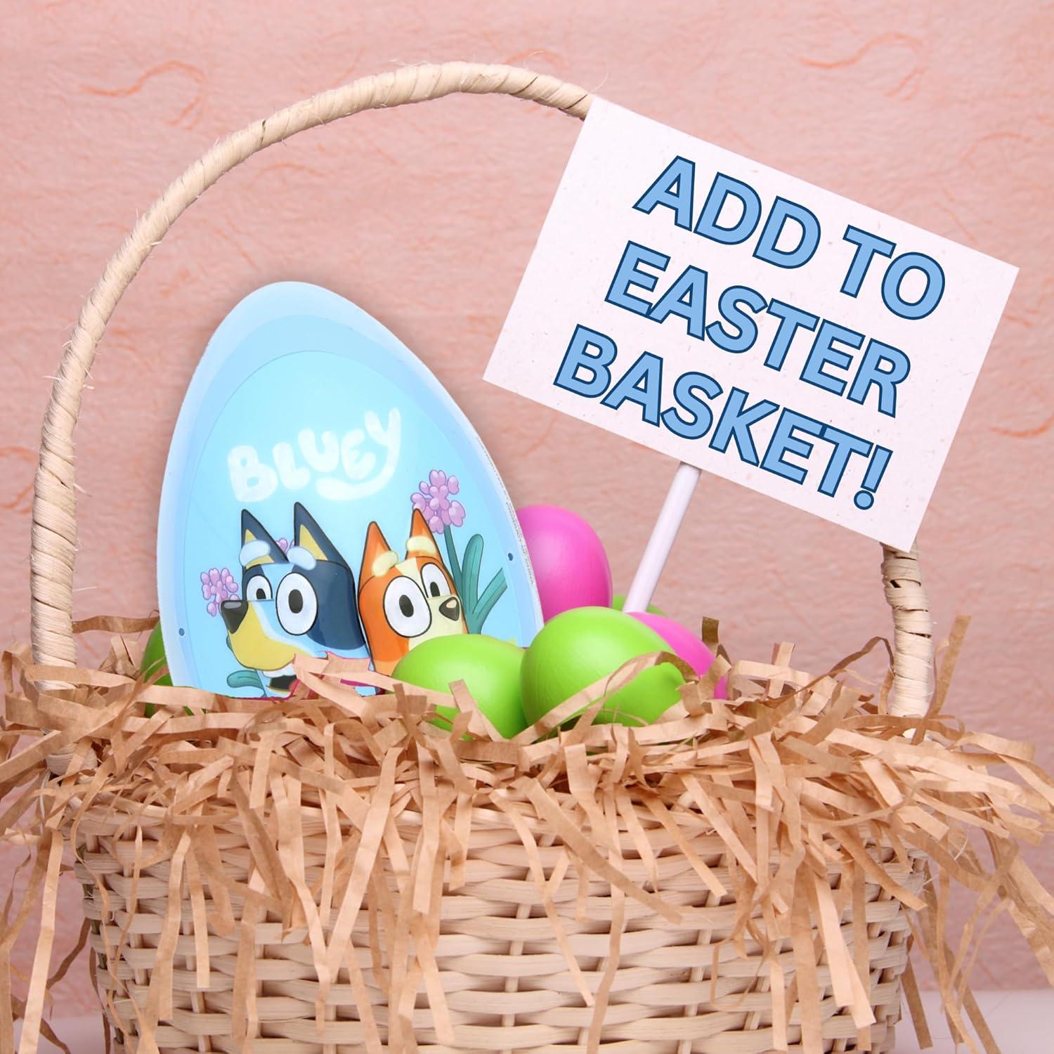 imageGalerie Bluey Jumbo Easter Egg with Assorted Treats Includes Character Candy Jelly Beans and Stickers Basket Stuffer 271 Ounces
