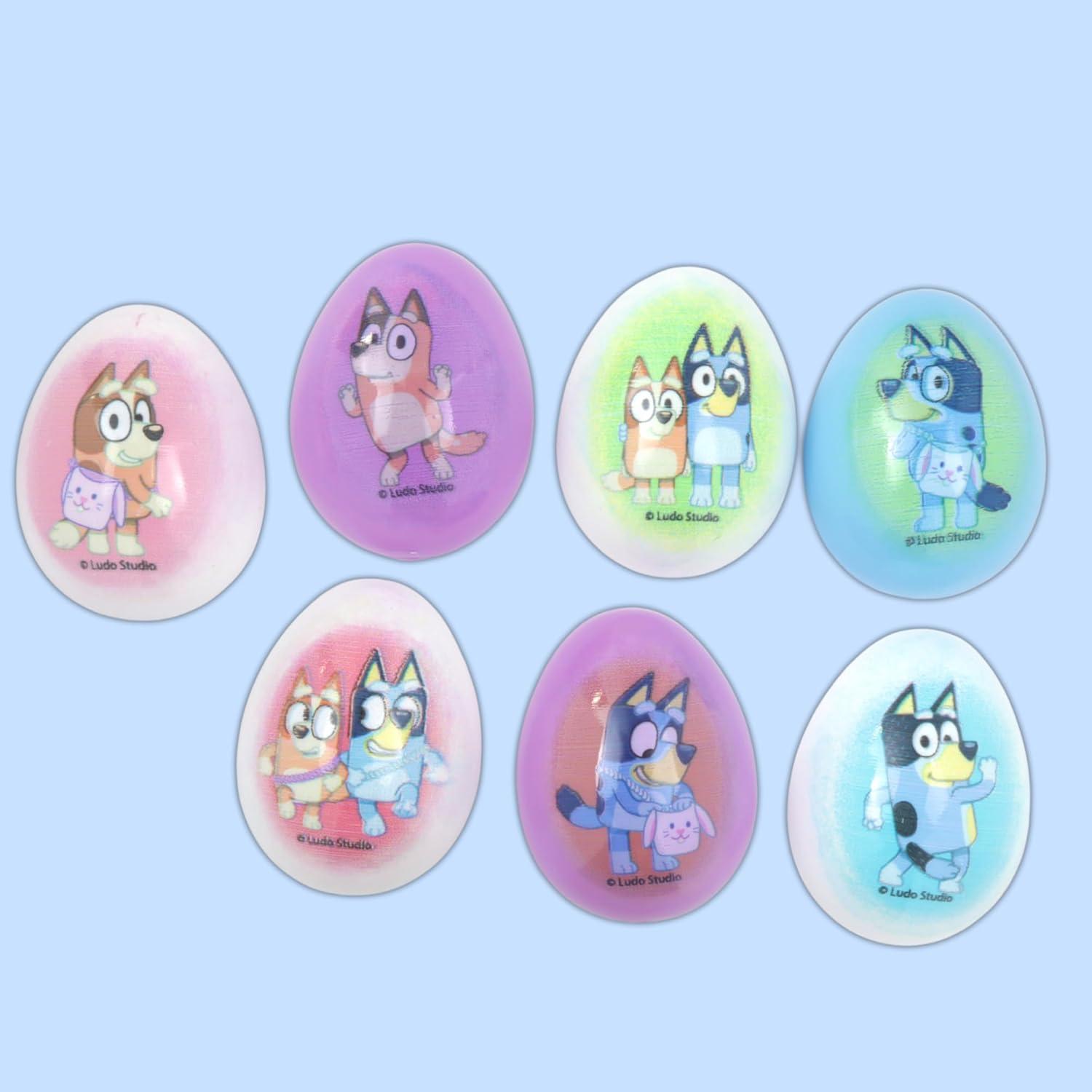 imageGalerie Bluey Themed Plastic Easter Eggs Red Hard Candy Pouches Inside Great for Egg Hunts 247 Ounces
