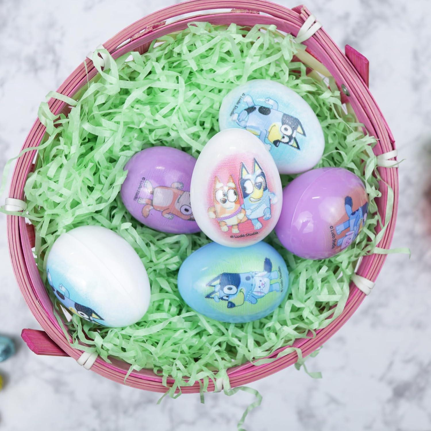 imageGalerie Bluey Themed Plastic Easter Eggs Red Hard Candy Pouches Inside Great for Egg Hunts 247 Ounces