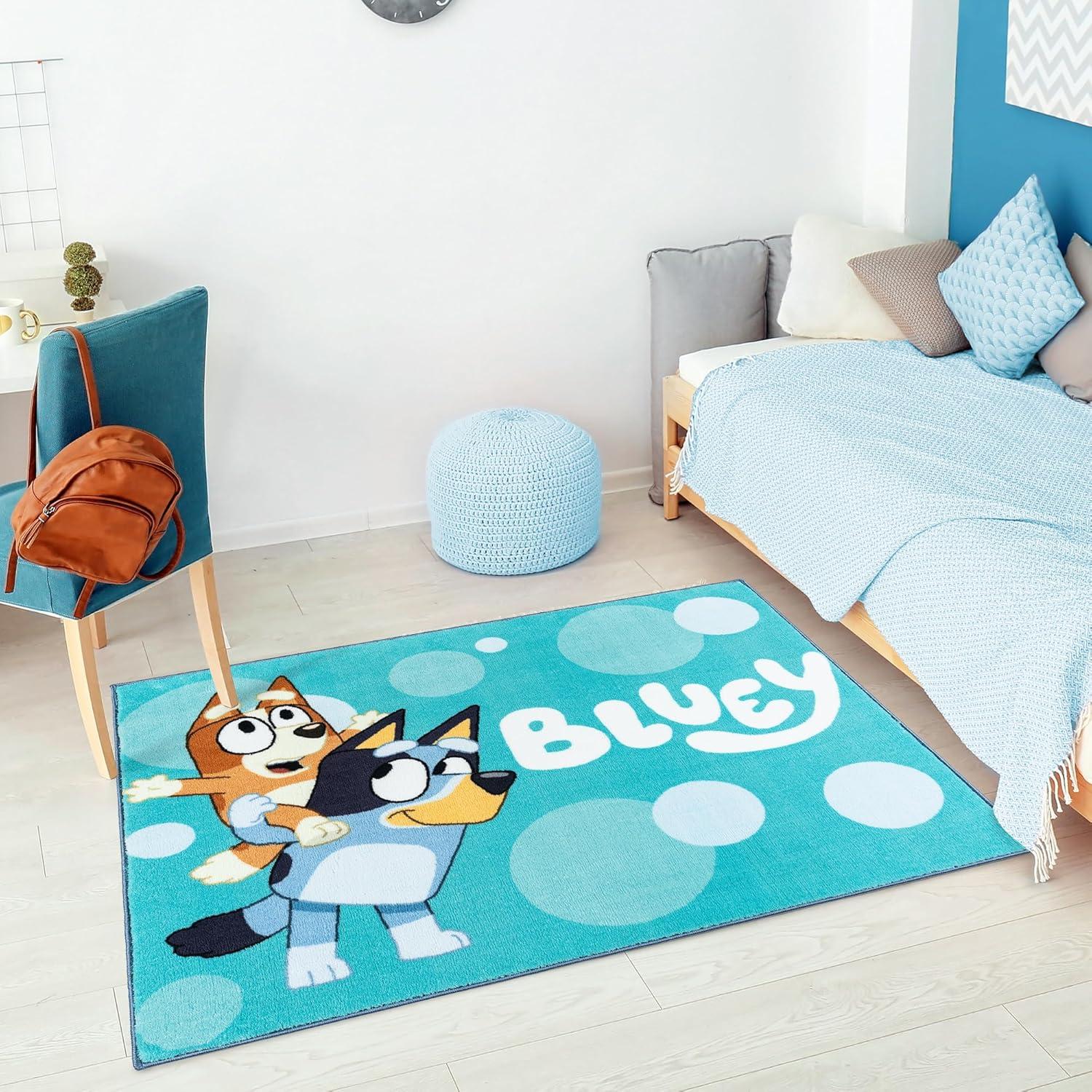 imageGertmenian Bluey Indoor Area Rug 4x6 Large NonSlip Ideal for Children in Bedroom Game Room Classroom Nursery or Play Area Bluey Playtime Friends Multi 25803Bluey Playful Friends