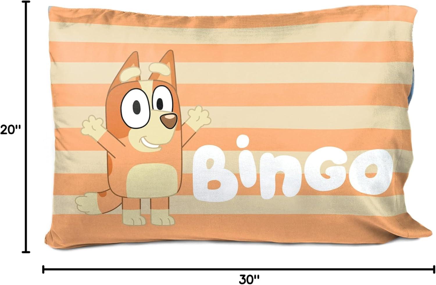 imageJay Franco Bluey Hello 1 Single Reversible Pillowcase DoubleSided Kids Super Soft Bedding Official Bluey ProductBlue Bluey