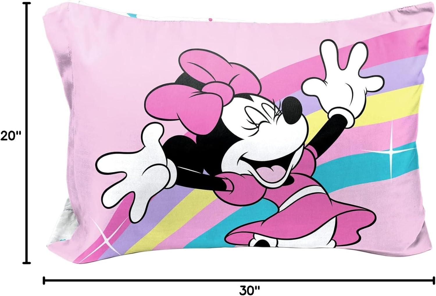 imageJay Franco Bluey Hello 1 Single Reversible Pillowcase DoubleSided Kids Super Soft Bedding Official Bluey ProductPink Minnie Mouse