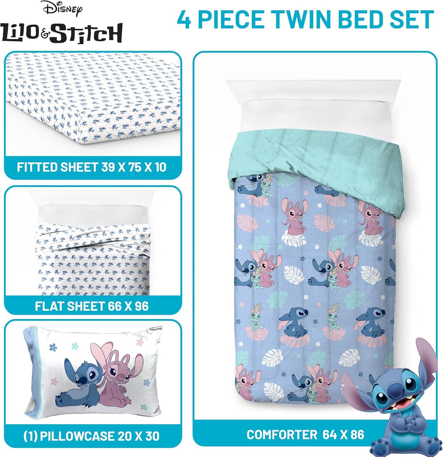 imageJay Franco Bluey Twin Size Comforter Set 4 Piece Bedding Includes Sheet Set Pillow Covers amp Bonus Duffle Bag Super Soft Kids Bedding with Bingo Muffin Coco amp SnickersBlue Stitch