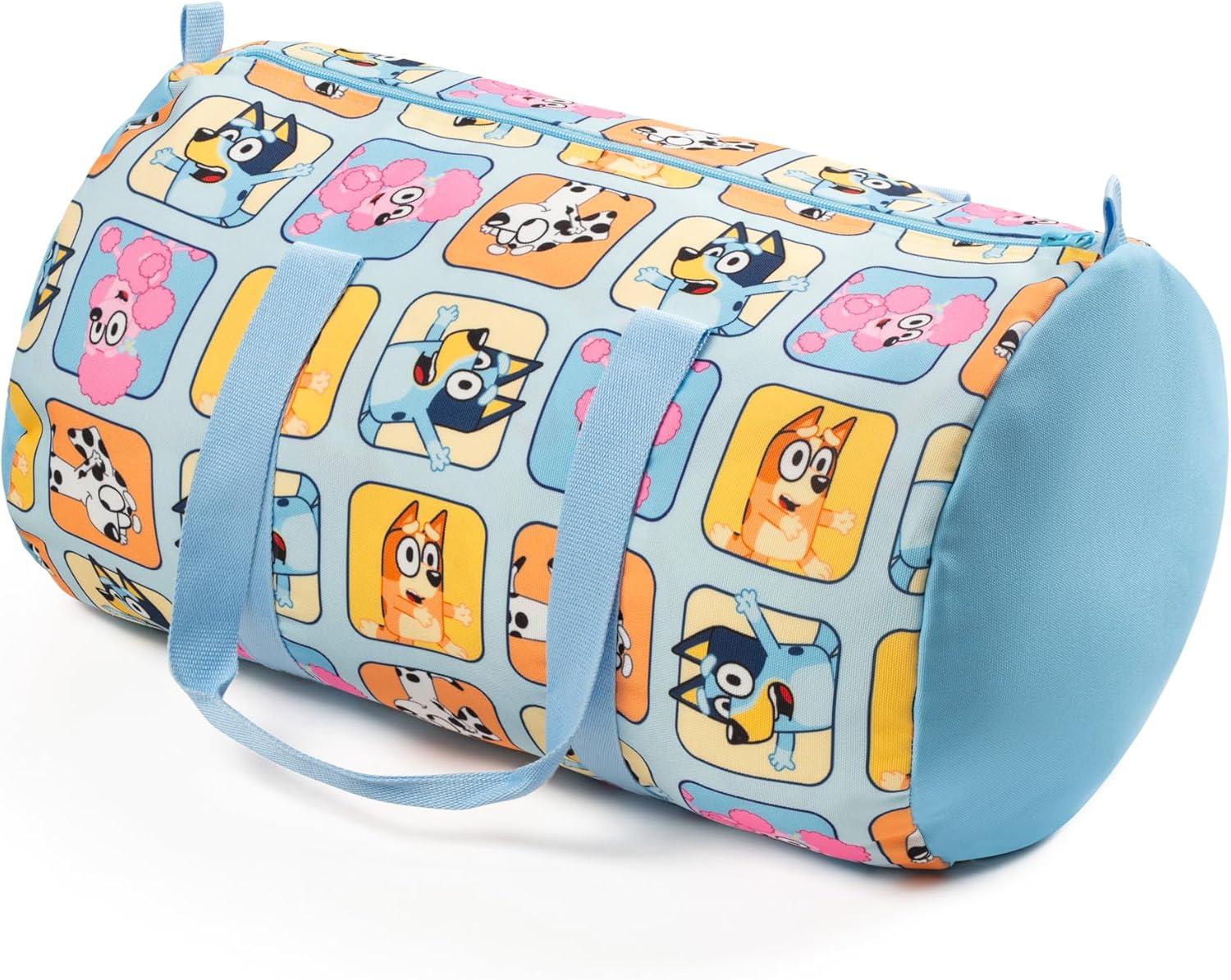 imageJay Franco Bluey Twin Size Comforter Set 4 Piece Bedding Includes Sheet Set Pillow Covers amp Bonus Duffle Bag Super Soft Kids Bedding with Bingo Muffin Coco amp SnickersMulti Bluey