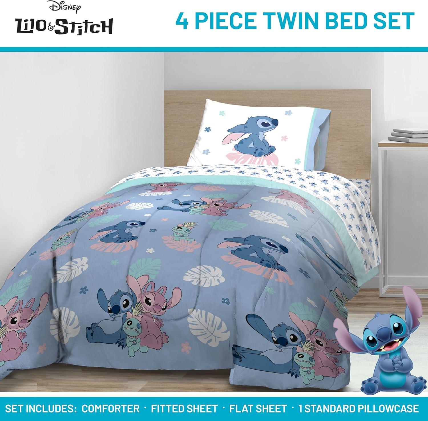 imageJay Franco Bluey Twin Size Comforter Set 4 Piece Bedding Includes Sheet Set Pillow Covers amp Bonus Duffle Bag Super Soft Kids Bedding with Bingo Muffin Coco amp SnickersBlue Stitch