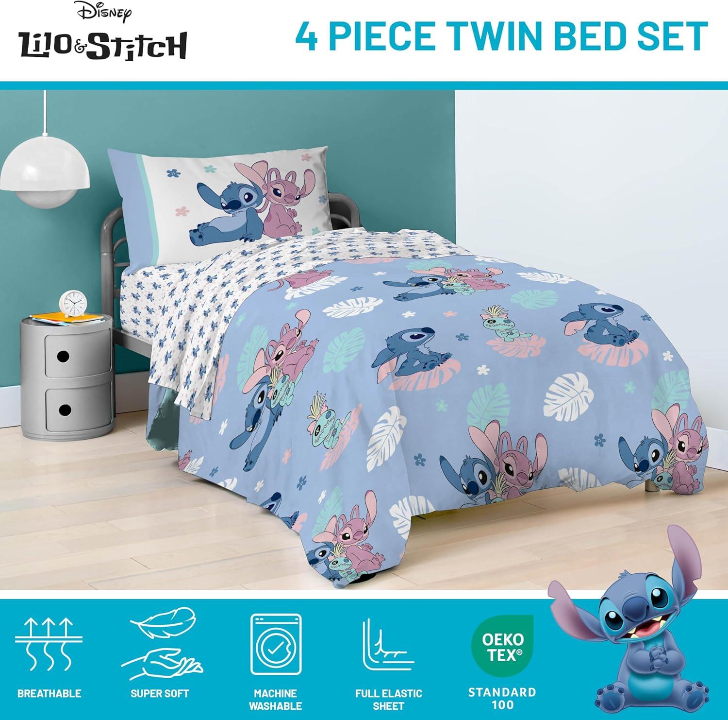 imageJay Franco Bluey Twin Size Comforter Set 4 Piece Bedding Includes Sheet Set Pillow Covers amp Bonus Duffle Bag Super Soft Kids Bedding with Bingo Muffin Coco amp SnickersBlue Stitch
