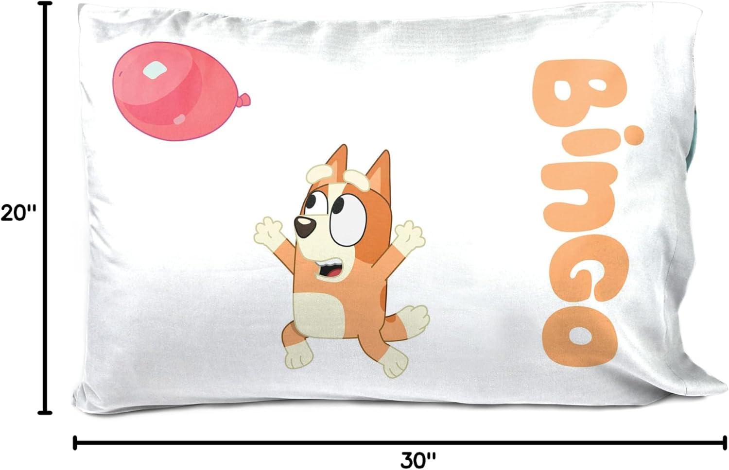 imageJay Franco Bluey amp Bingo 1 Single Reversible Pillowcase DoubleSided Kids Super Soft Bedding Official Bluey ProductTeal Bluey