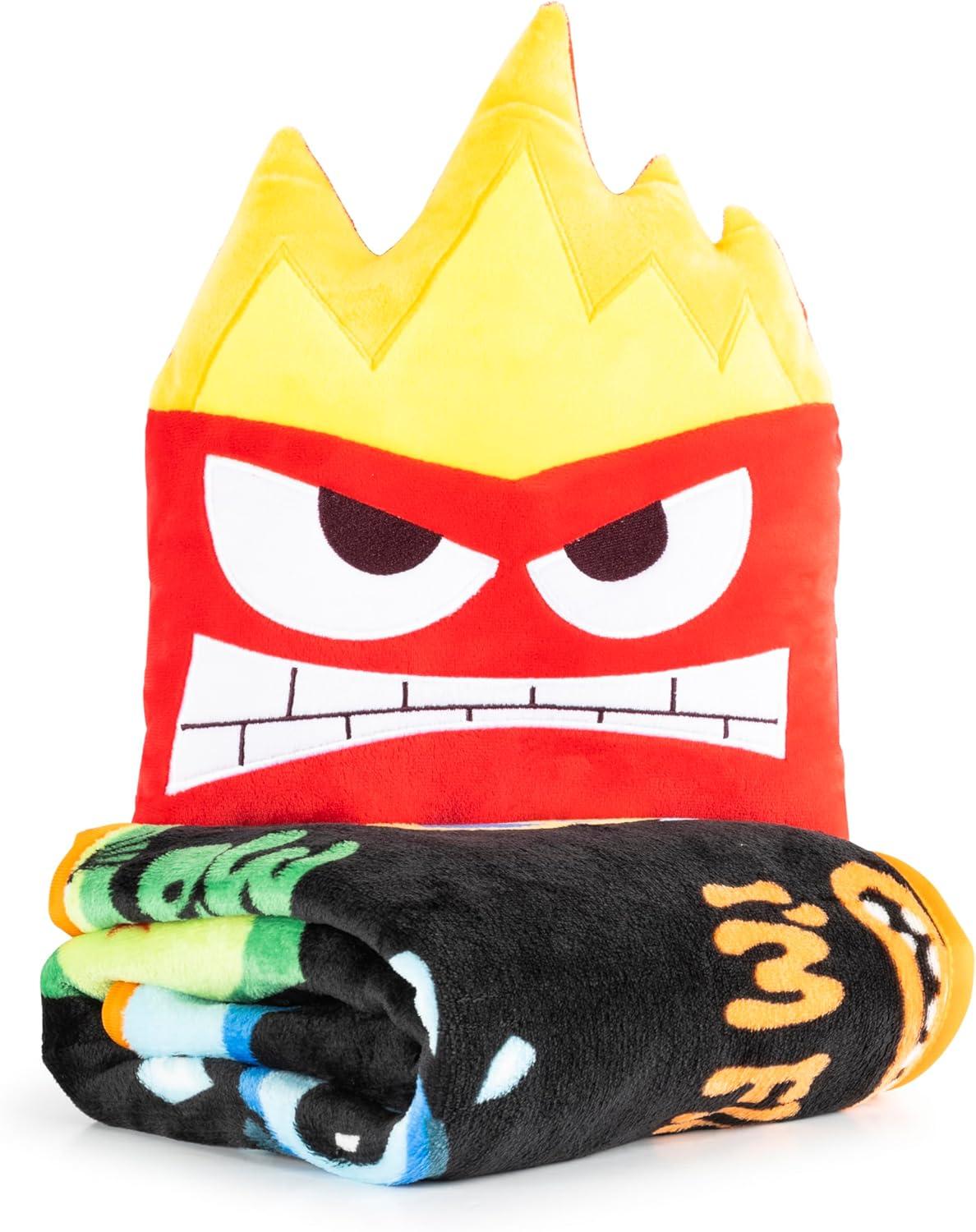 imageJay Franco Bluey amp Bingo Nogginz Set 40 x 50 Inch Lightweight Travel Throw Blanket amp Pillow Kids Super Soft 2 Piece Bedding SetBlack Anger