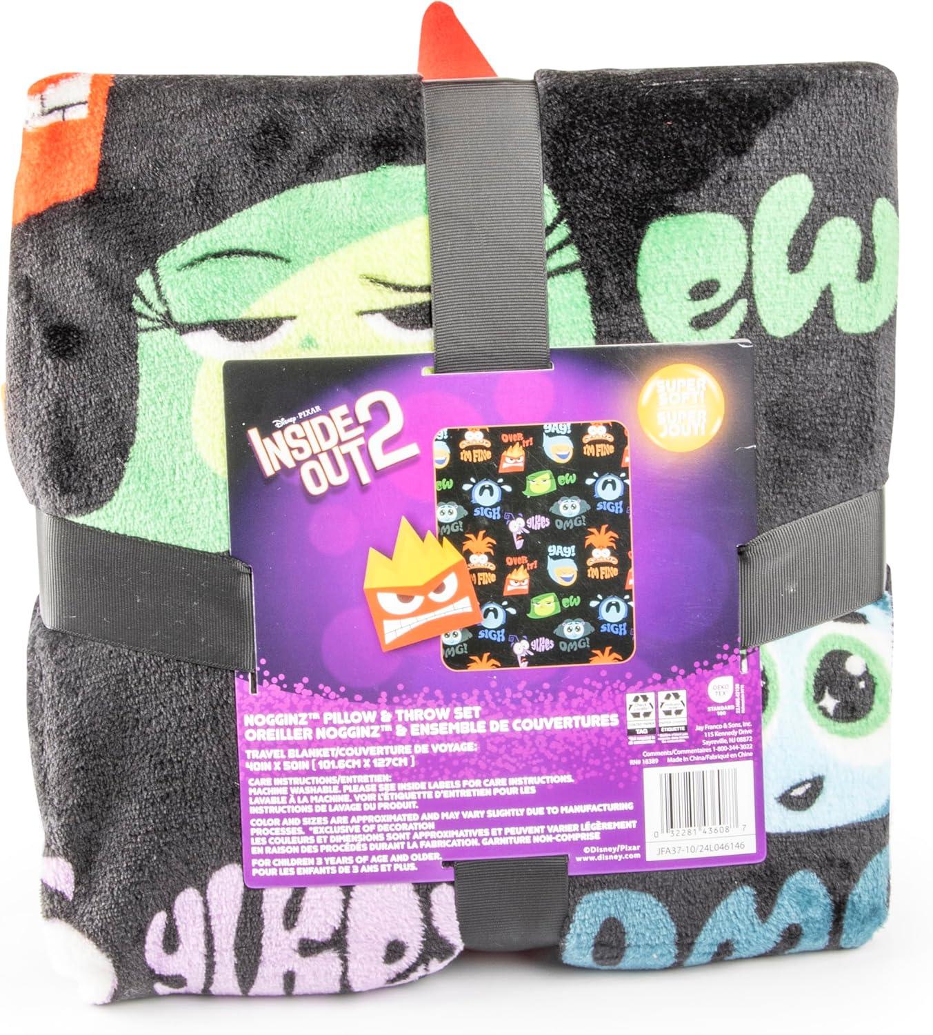 imageJay Franco Bluey amp Bingo Nogginz Set 40 x 50 Inch Lightweight Travel Throw Blanket amp Pillow Kids Super Soft 2 Piece Bedding SetBlack Anger