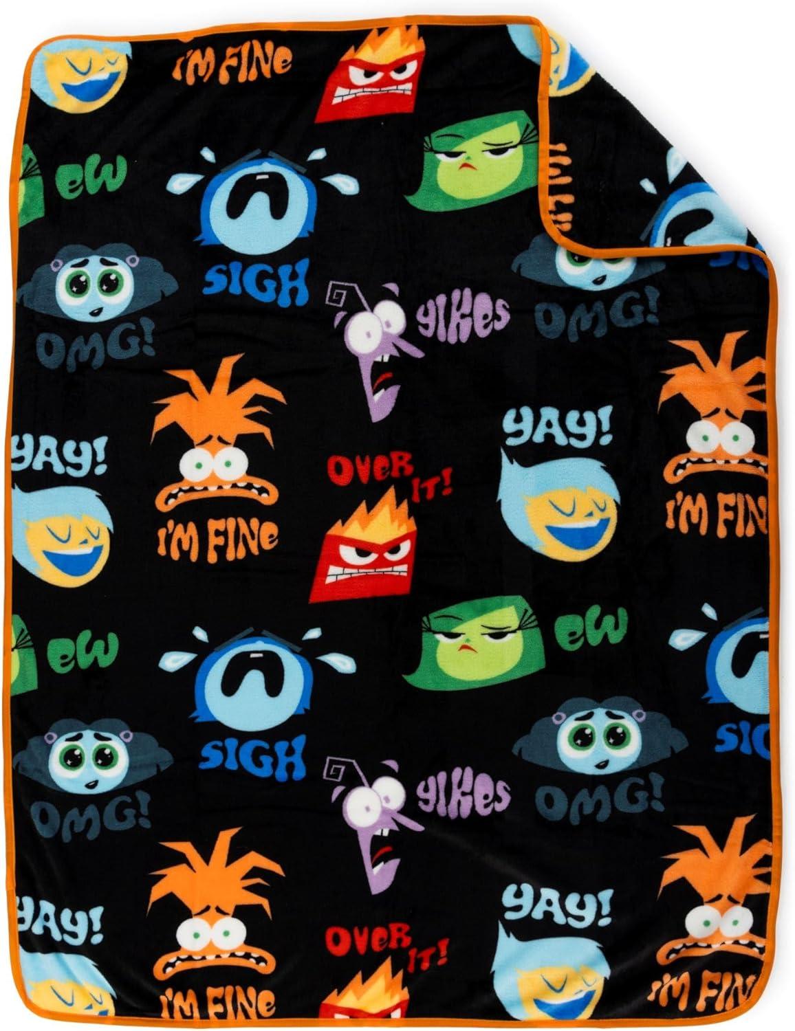 imageJay Franco Bluey amp Bingo Nogginz Set 40 x 50 Inch Lightweight Travel Throw Blanket amp Pillow Kids Super Soft 2 Piece Bedding SetBlack Sadness