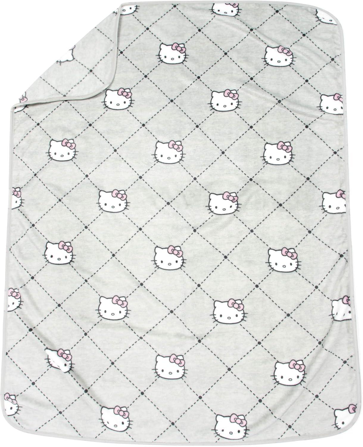 imageJay Franco Bluey amp Bingo Nogginz Set 40 x 50 Inch Lightweight Travel Throw Blanket amp Pillow Kids Super Soft 2 Piece Bedding SetGray Hello Kitty
