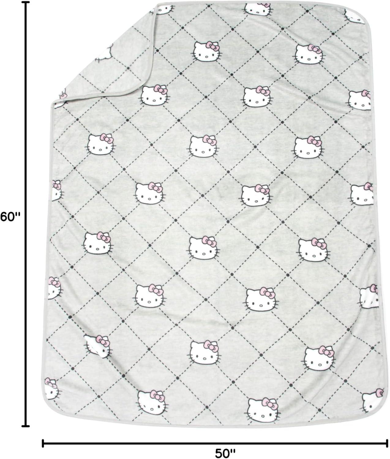 imageJay Franco Bluey amp Bingo Nogginz Set 40 x 50 Inch Lightweight Travel Throw Blanket amp Pillow Kids Super Soft 2 Piece Bedding SetGray Hello Kitty