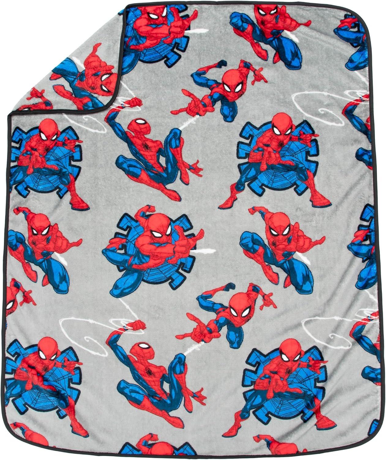 imageJay Franco Bluey amp Bingo Nogginz Set 40 x 50 Inch Lightweight Travel Throw Blanket amp Pillow Kids Super Soft 2 Piece Bedding SetGray Spiderman