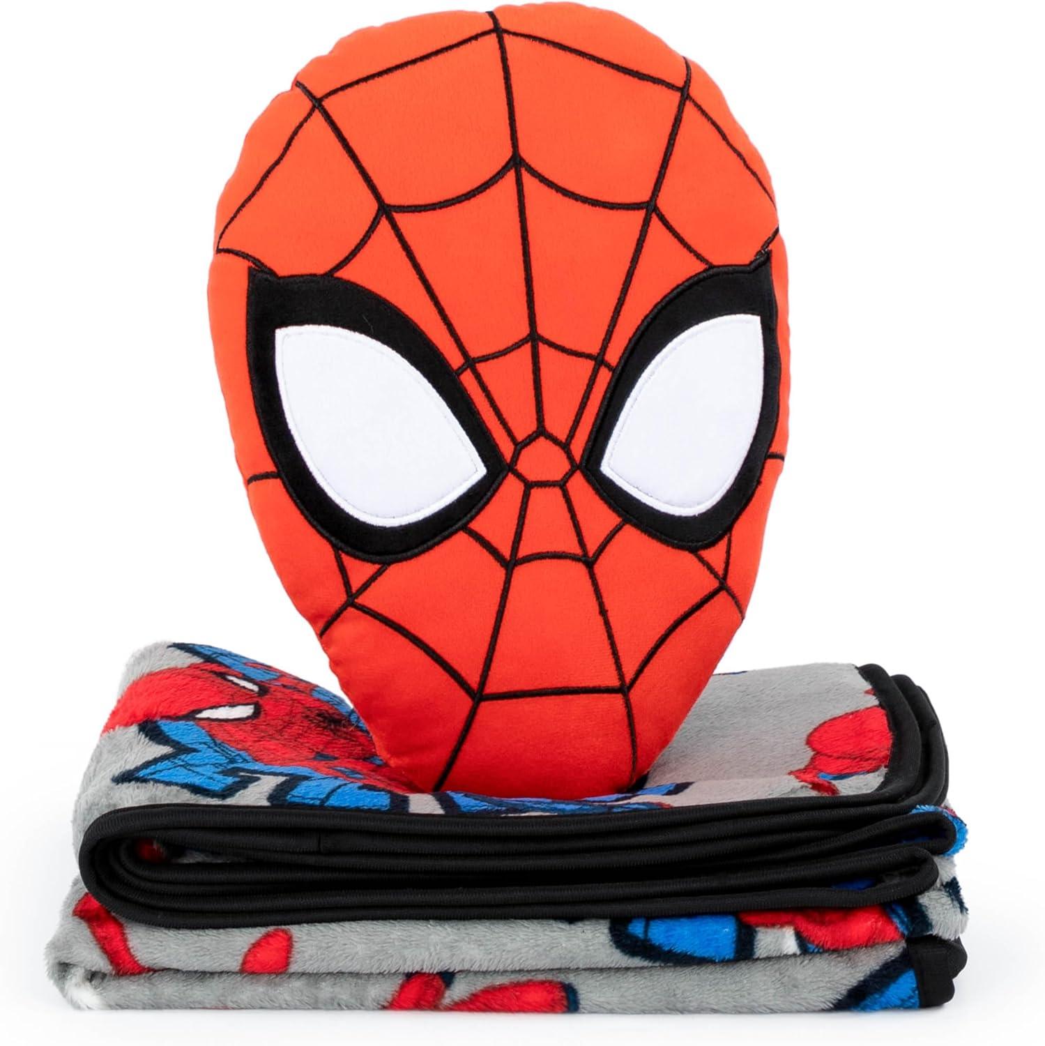 imageJay Franco Bluey amp Bingo Nogginz Set 40 x 50 Inch Lightweight Travel Throw Blanket amp Pillow Kids Super Soft 2 Piece Bedding SetGray Spiderman