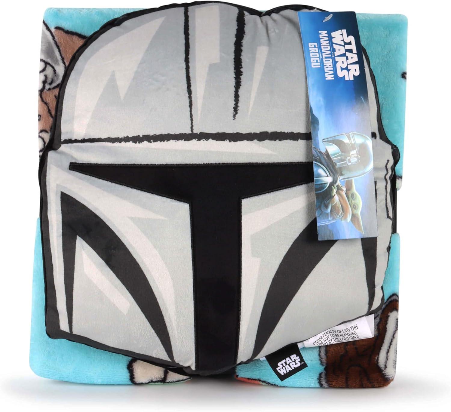 imageJay Franco Bluey amp Bingo Nogginz Set 40 x 50 Inch Lightweight Travel Throw Blanket amp Pillow Kids Super Soft 2 Piece Bedding SetGray the Mandalorian