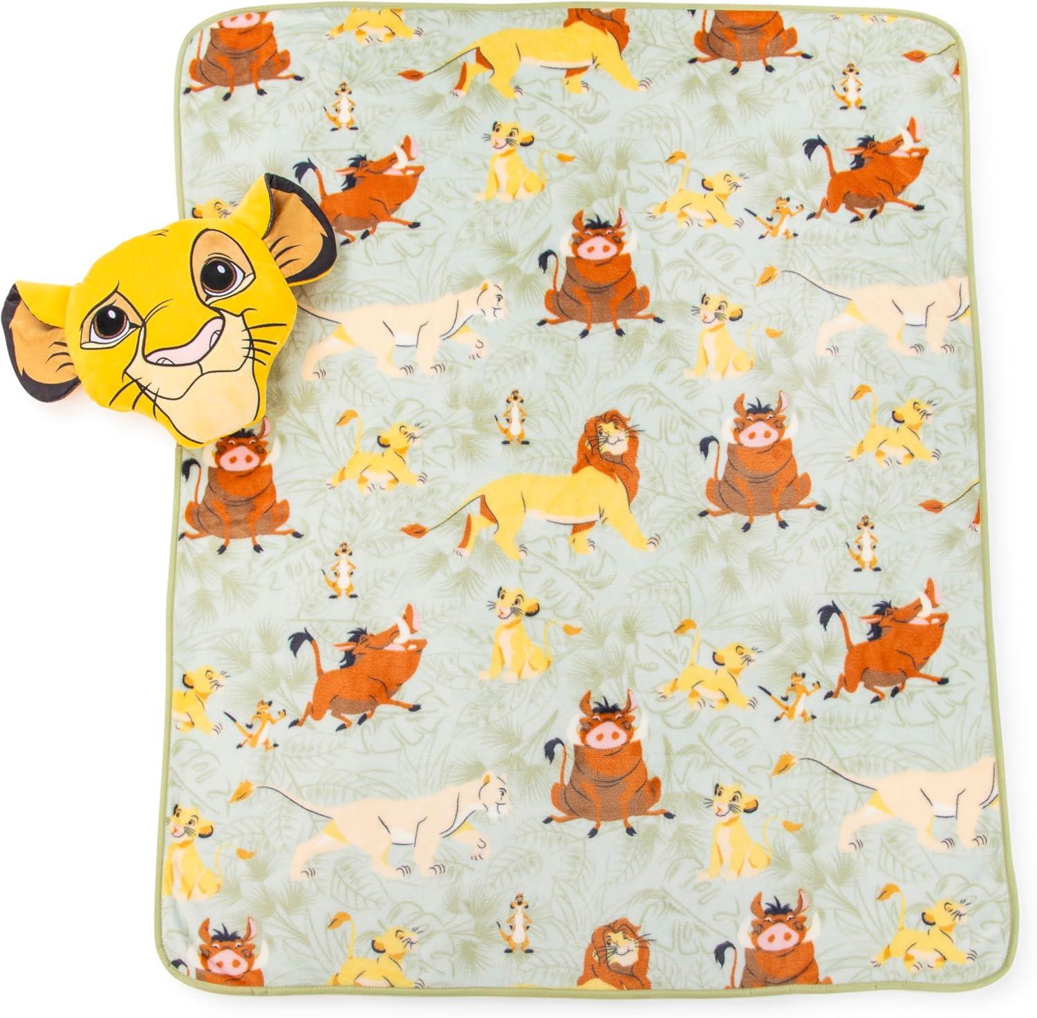 imageJay Franco Bluey amp Bingo Nogginz Set 40 x 50 Inch Lightweight Travel Throw Blanket amp Pillow Kids Super Soft 2 Piece Bedding SetGreen Simba