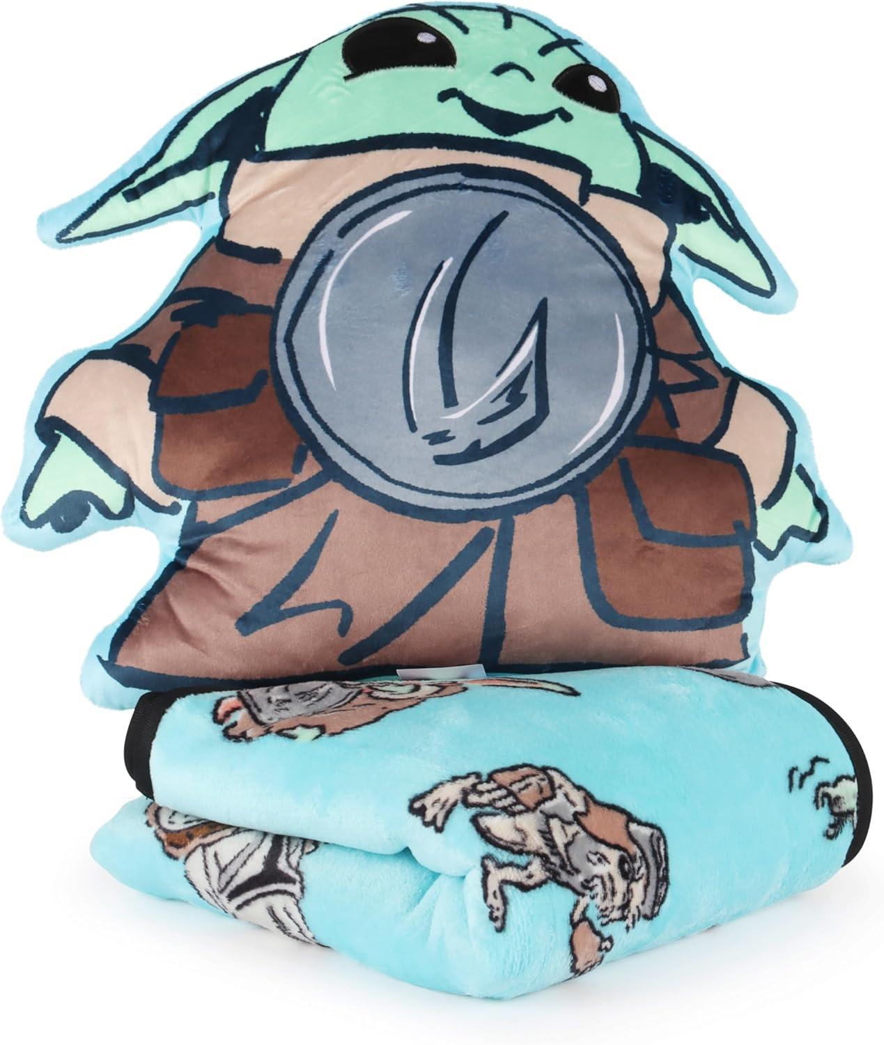imageJay Franco Bluey amp Bingo Nogginz Set 40 x 50 Inch Lightweight Travel Throw Blanket amp Pillow Kids Super Soft 2 Piece Bedding SetMulti the Mandalorian