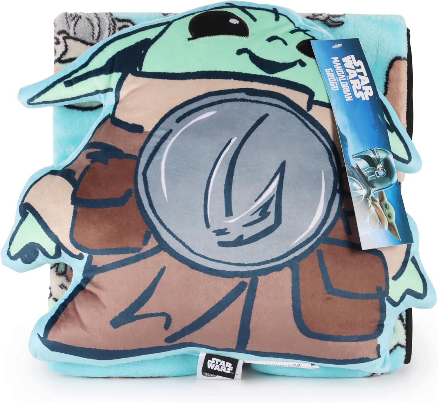 imageJay Franco Bluey amp Bingo Nogginz Set 40 x 50 Inch Lightweight Travel Throw Blanket amp Pillow Kids Super Soft 2 Piece Bedding SetMulti the Mandalorian