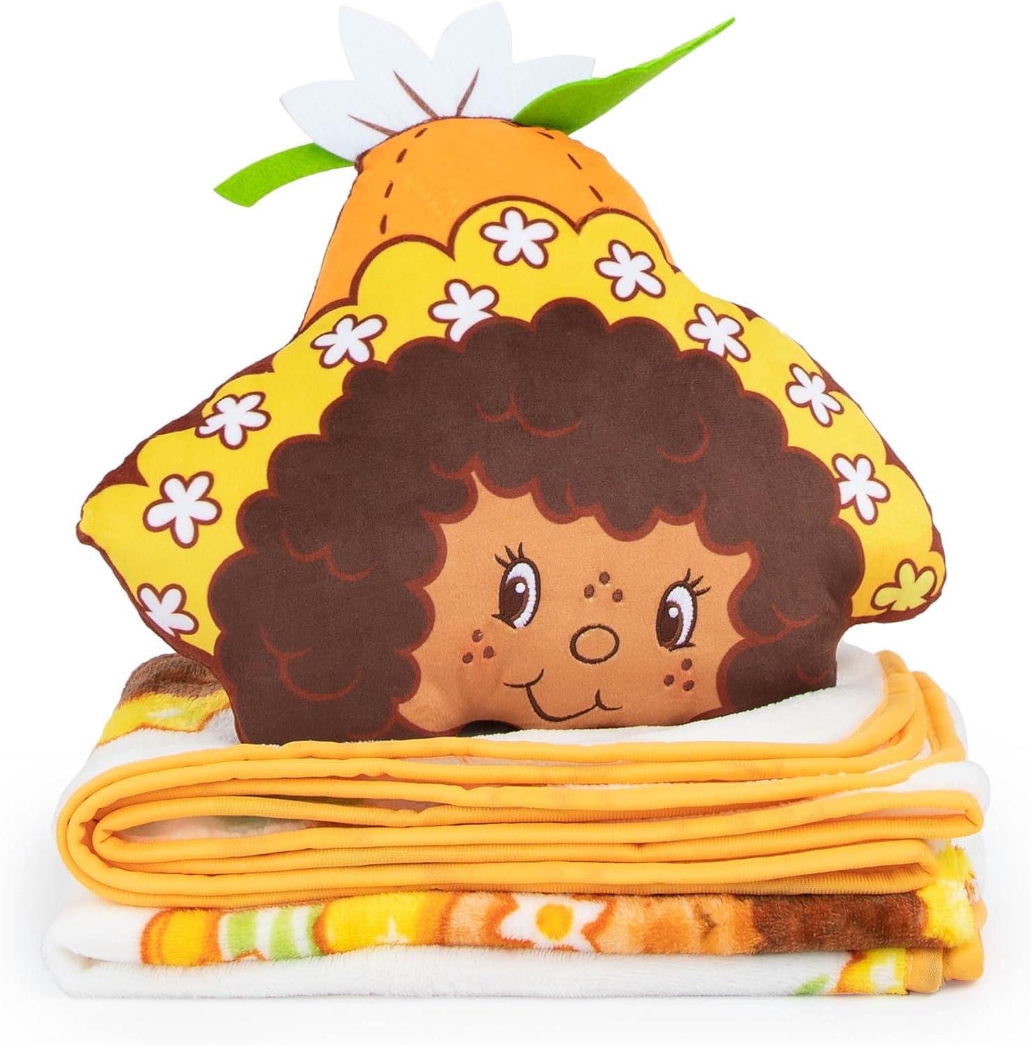 imageJay Franco Bluey amp Bingo Nogginz Set 40 x 50 Inch Lightweight Travel Throw Blanket amp Pillow Kids Super Soft 2 Piece Bedding SetWhite Orange Blossom