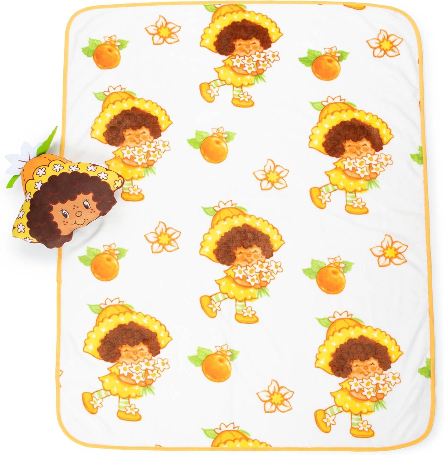 imageJay Franco Bluey amp Bingo Nogginz Set 40 x 50 Inch Lightweight Travel Throw Blanket amp Pillow Kids Super Soft 2 Piece Bedding SetWhite Orange Blossom