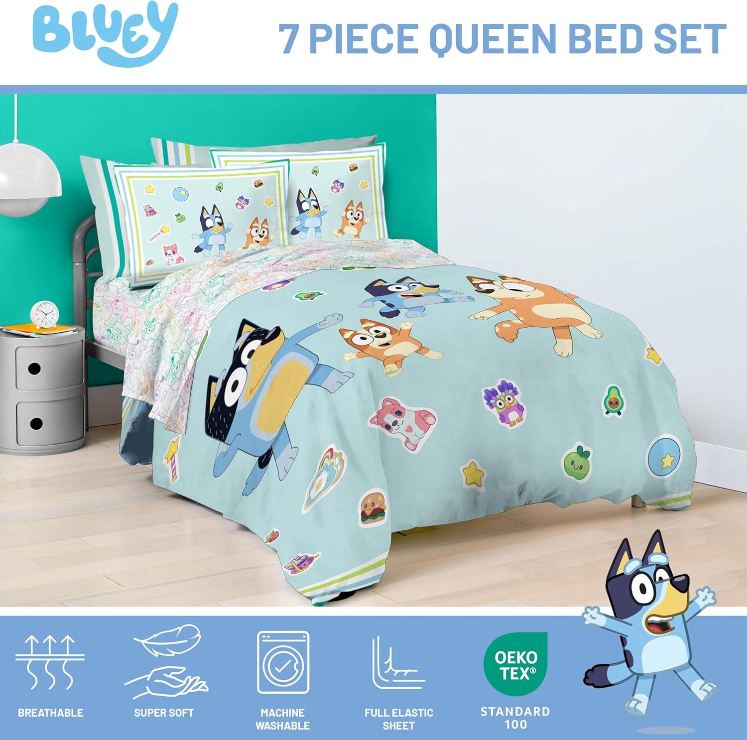 imageJay Franco Kids Comforter Set Includes Sheets and Pillow Covers Soft and Cozy Bed Set for Stylish Room Decor Beige Harry Potter 5 Piece Twin Size BeddingBlue Bluey