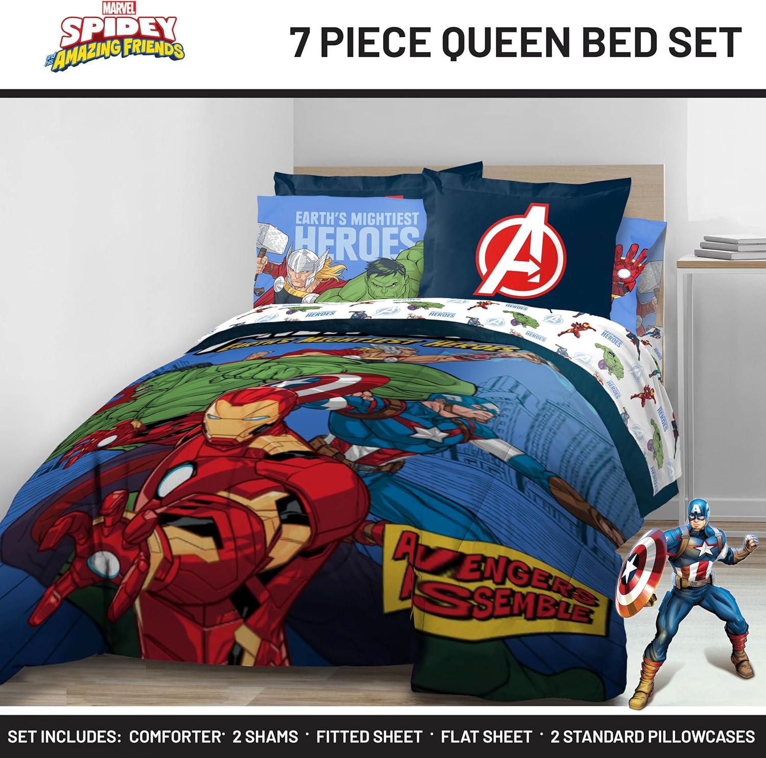 imageJay Franco Kids Comforter Set Includes Sheets and Pillow Covers Soft and Cozy Bed Set for Stylish Room Decor Beige Harry Potter 5 Piece Twin Size BeddingBlue Avengers