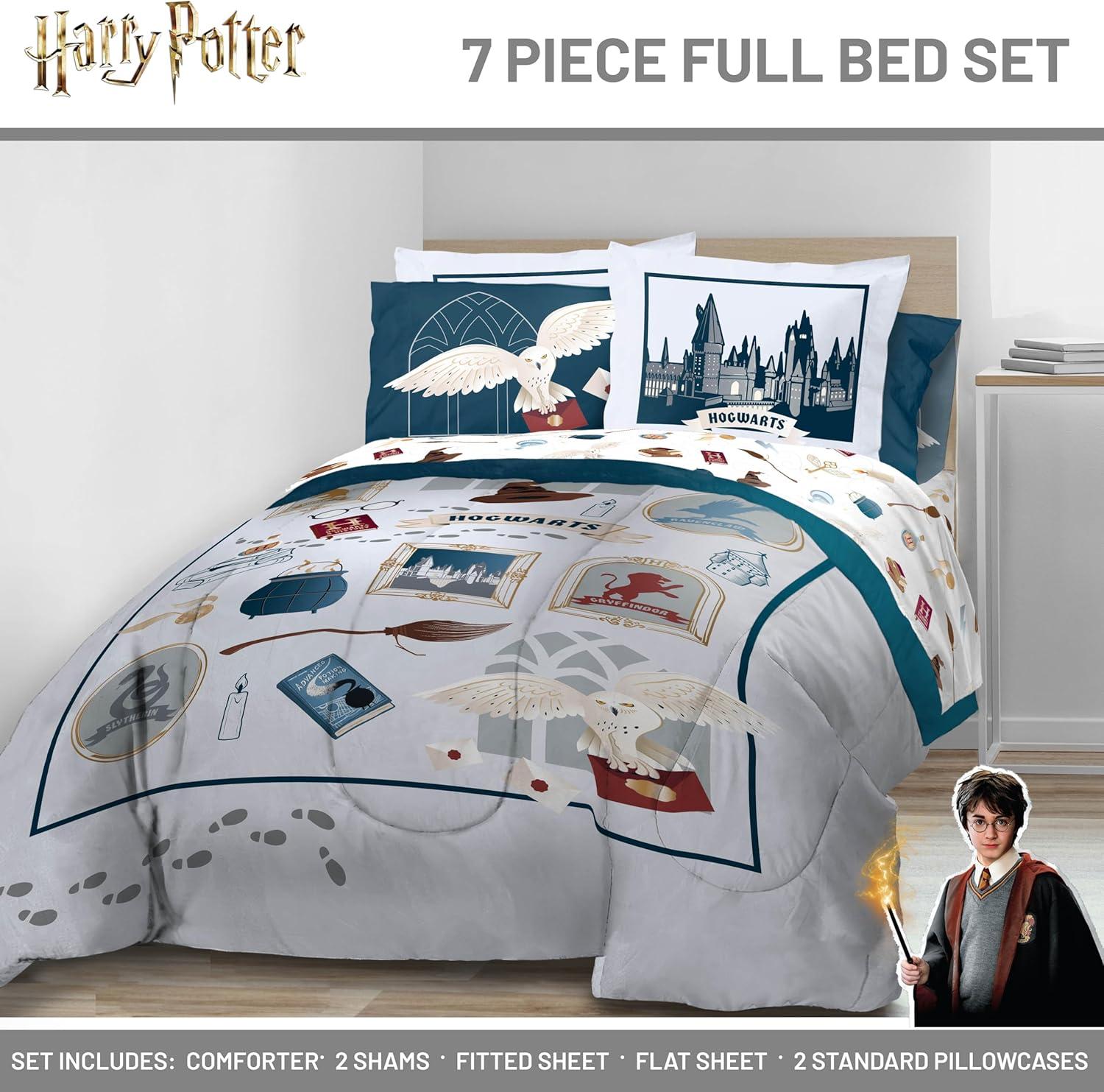 imageJay Franco Kids Comforter Set Includes Sheets and Pillow Covers Soft and Cozy Bed Set for Stylish Room Decor Beige Harry Potter 5 Piece Twin Size BeddingDark Grey Harry Potter