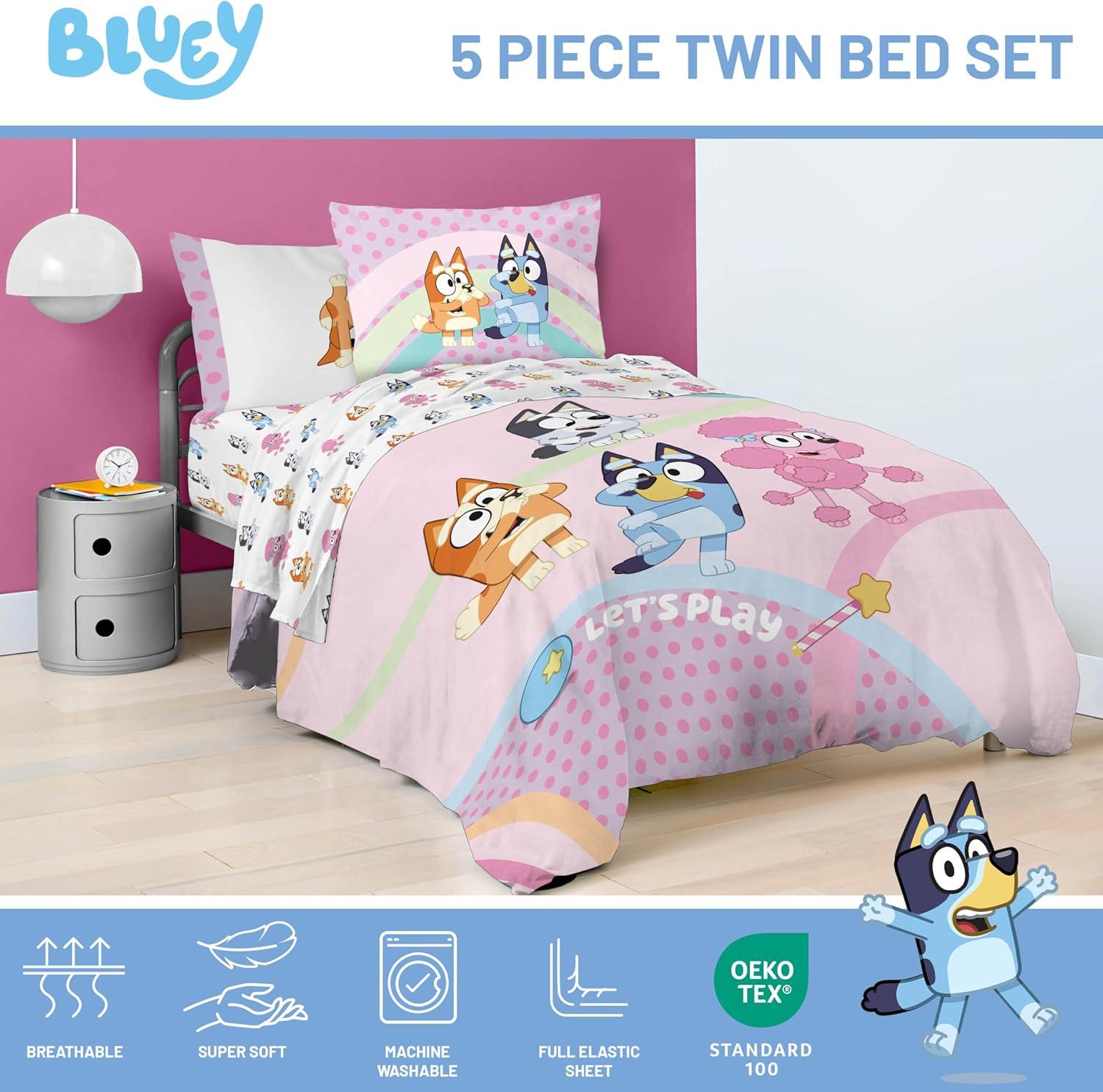imageJay Franco Kids Comforter Set Includes Sheets and Pillow Covers Soft and Cozy Bed Set for Stylish Room Decor Beige Harry Potter 5 Piece Twin Size BeddingPink Bluey