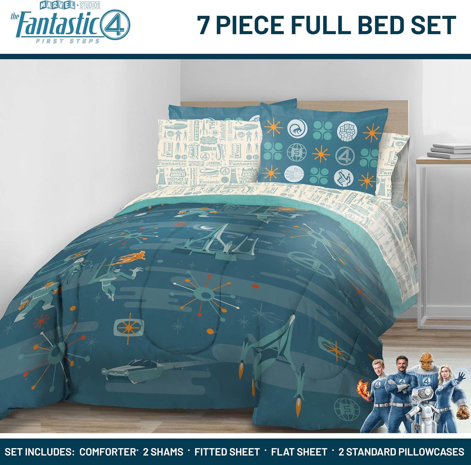 imageJay Franco Kids Comforter Set Includes Sheets and Pillow Covers Soft and Cozy Bed Set for Stylish Room Decor Beige Harry Potter 5 Piece Twin Size BeddingBlue Fantastic Four