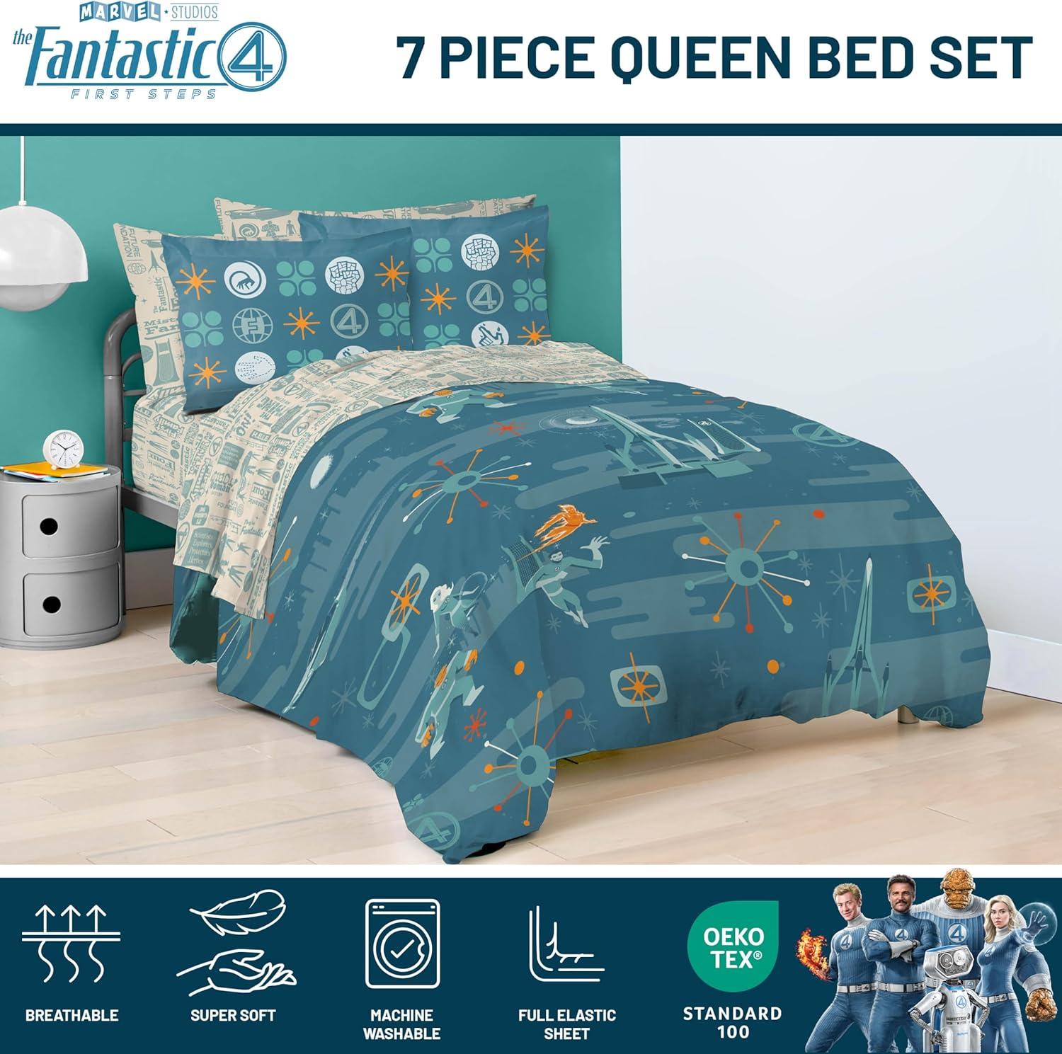 imageJay Franco Kids Comforter Set Includes Sheets and Pillow Covers Soft and Cozy Bed Set for Stylish Room Decor Beige Harry Potter 5 Piece Twin Size BeddingBlue Fantastic Four