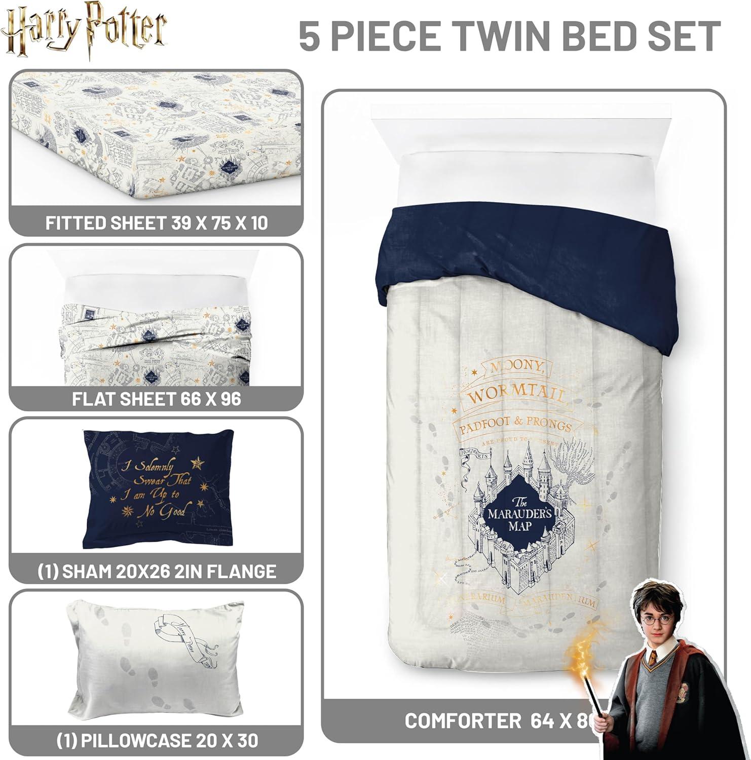 imageJay Franco Kids Comforter Set Includes Sheets and Pillow Covers Soft and Cozy Bed Set for Stylish Room Decor Beige Harry Potter 5 Piece Twin Size BeddingBeige Harry Potter
