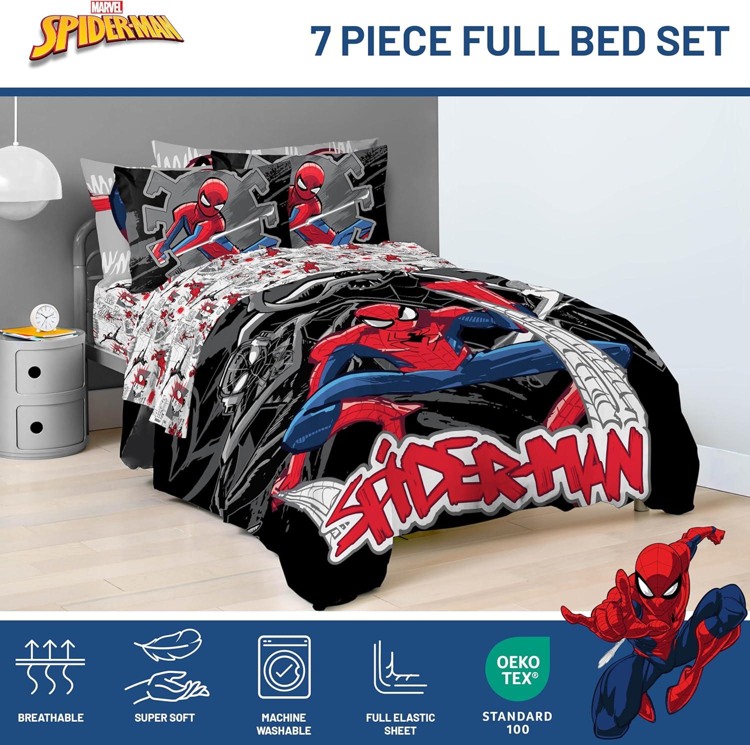 imageJay Franco Kids Comforter Set Includes Sheets and Pillow Covers Soft and Cozy Bed Set for Stylish Room Decor Beige Harry Potter 5 Piece Twin Size BeddingBlack Spiderman