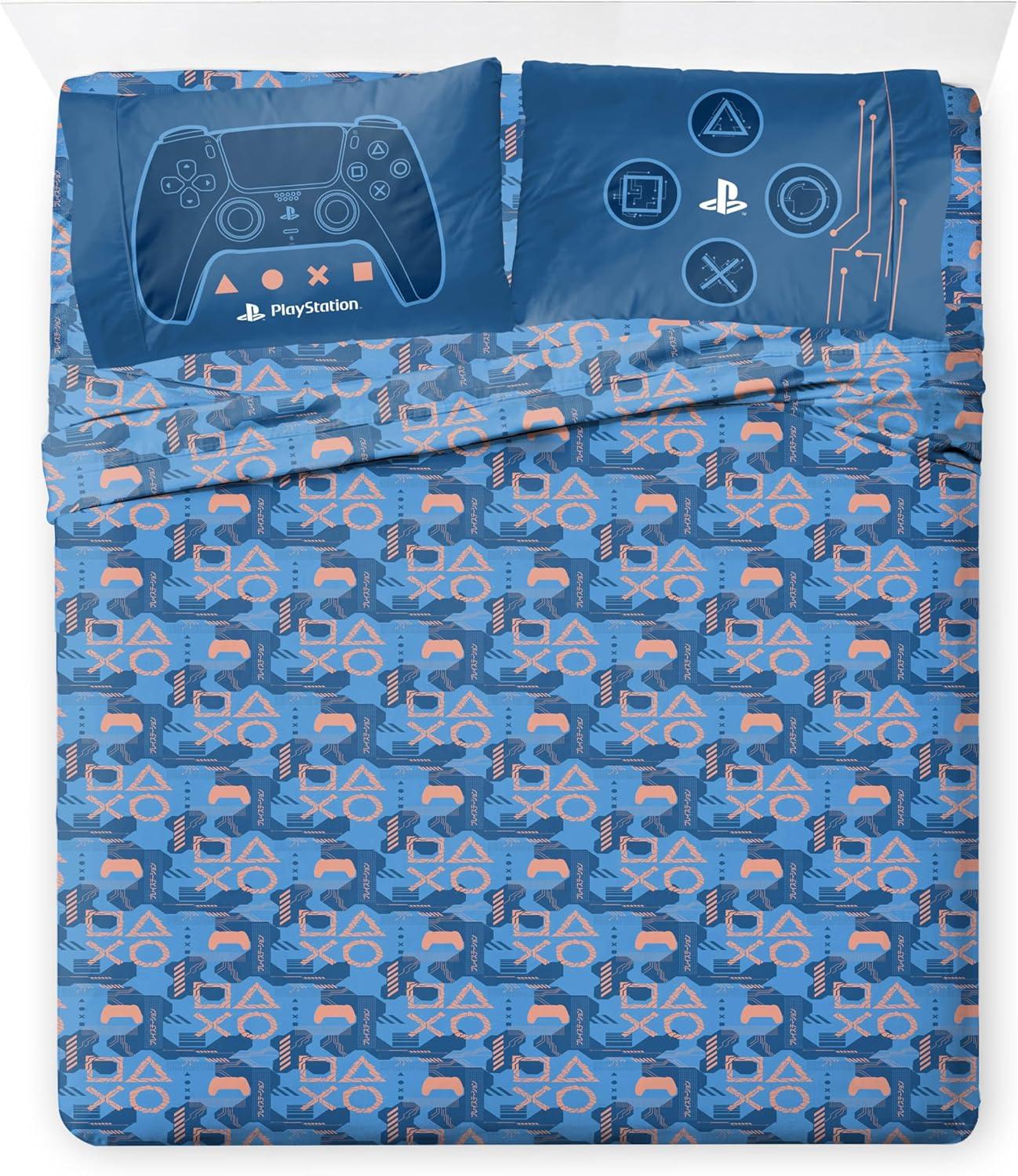 imageJay Franco Kids Comforter Set Includes Sheets and Pillow Covers Soft and Cozy Bed Set for Stylish Room Decor Beige Harry Potter 5 Piece Twin Size BeddingBlue Playstation