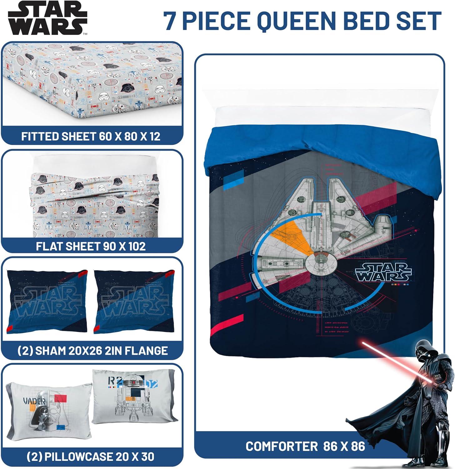 imageJay Franco Kids Comforter Set Includes Sheets and Pillow Covers Soft and Cozy Bed Set for Stylish Room Decor Beige Harry Potter 5 Piece Twin Size BeddingDark Blue Star Wars