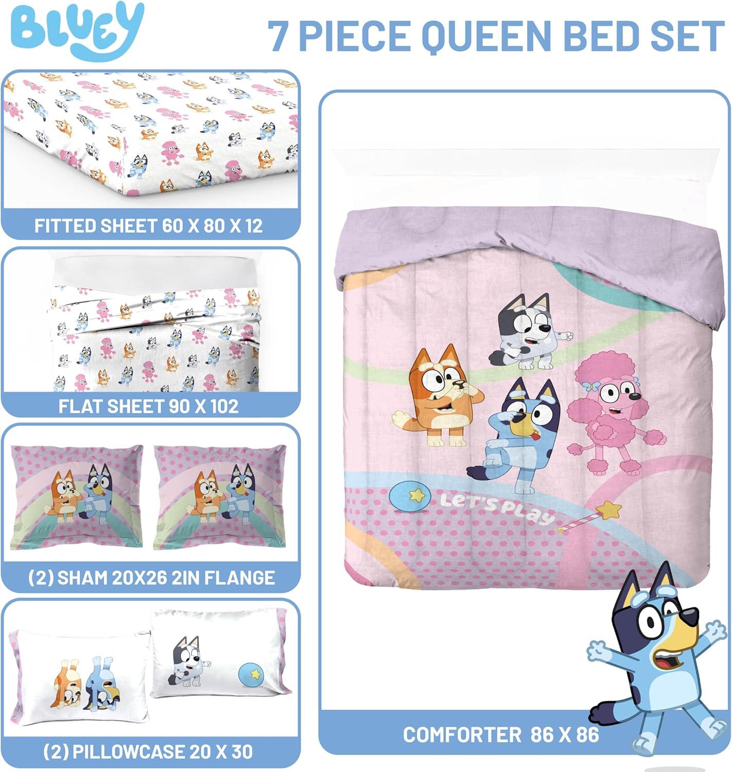 imageJay Franco Kids Comforter Set Includes Sheets and Pillow Covers Soft and Cozy Bed Set for Stylish Room Decor Beige Harry Potter 5 Piece Twin Size BeddingPink Bluey