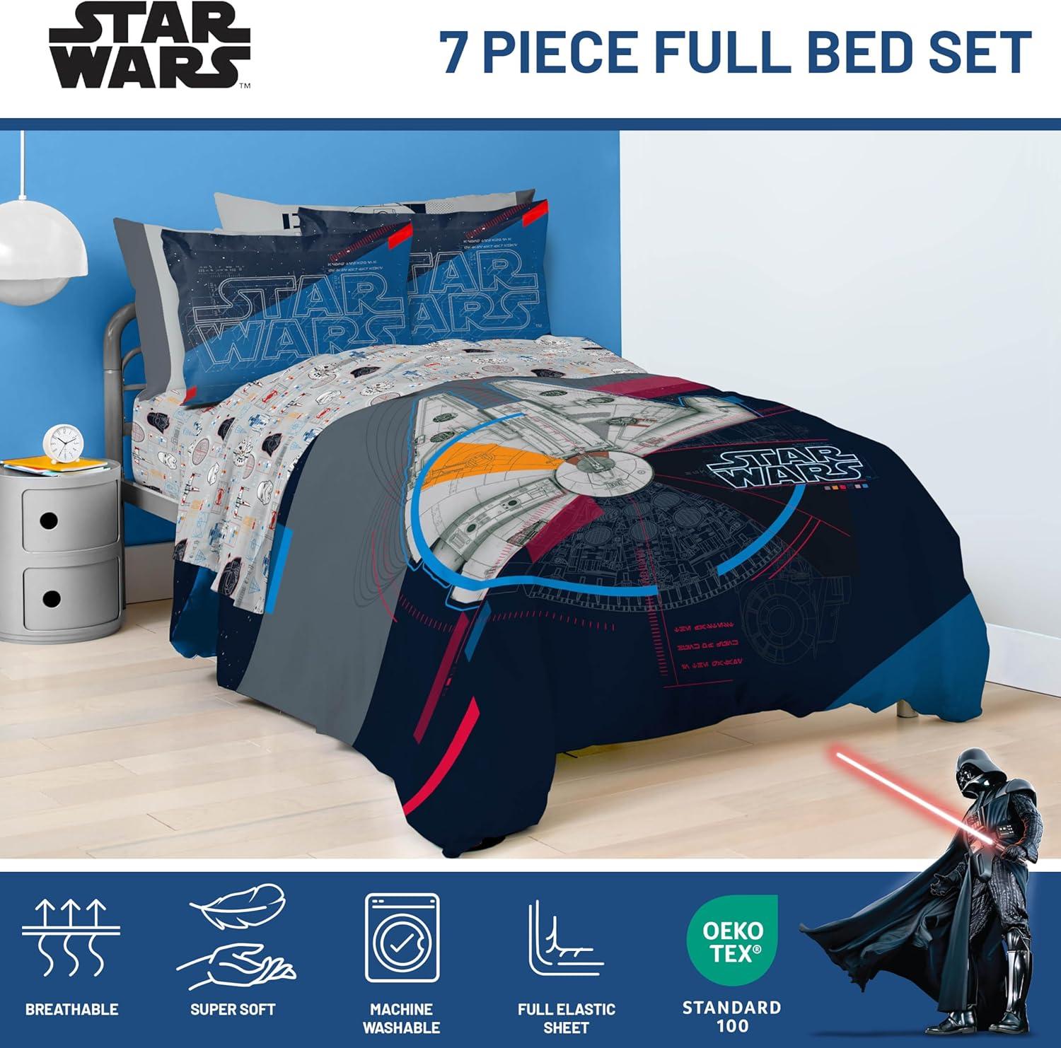 imageJay Franco Kids Comforter Set Includes Sheets and Pillow Covers Soft and Cozy Bed Set for Stylish Room Decor Beige Harry Potter 5 Piece Twin Size BeddingDark Blue Star Wars