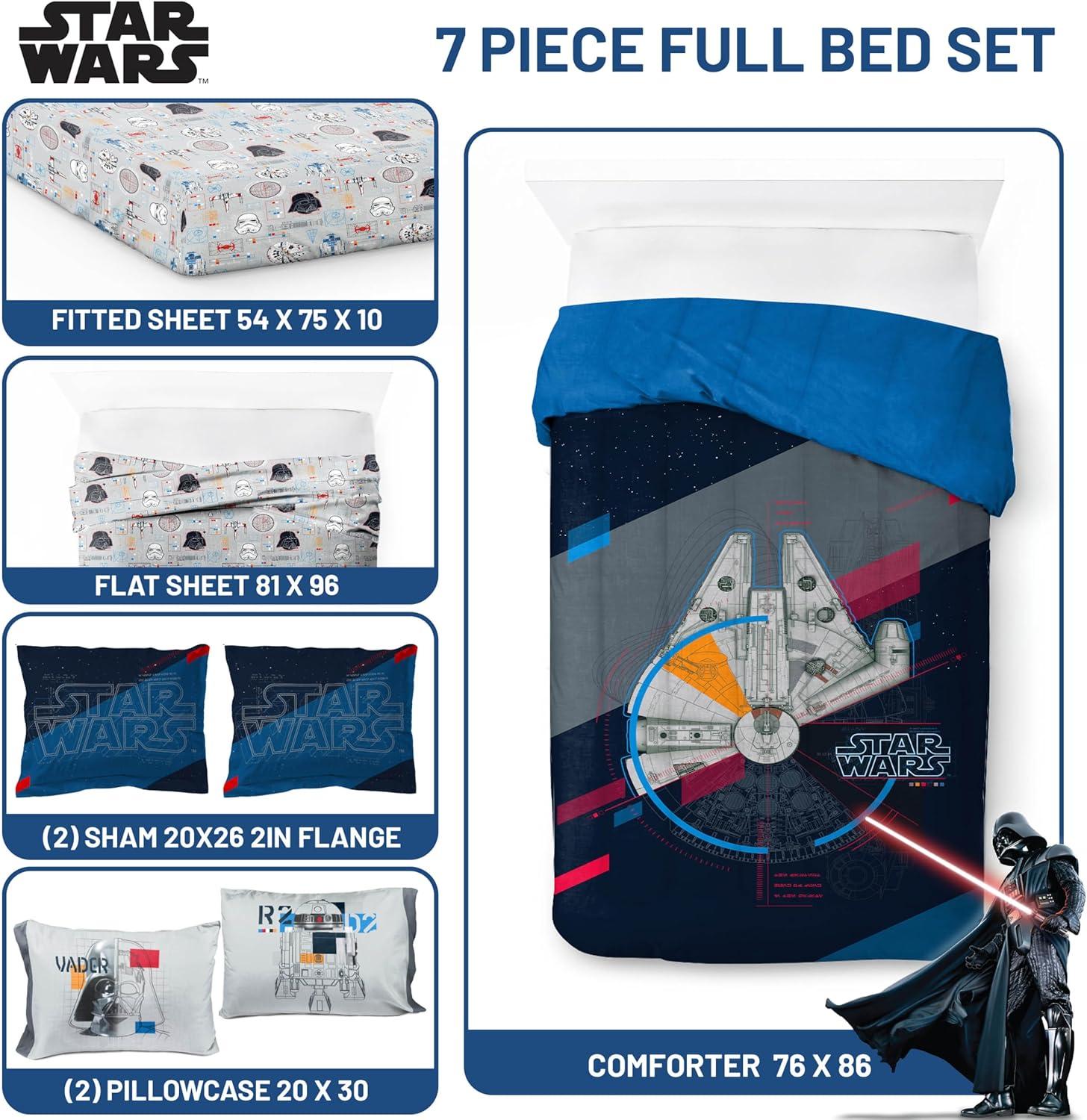 imageJay Franco Kids Comforter Set Includes Sheets and Pillow Covers Soft and Cozy Bed Set for Stylish Room Decor Beige Harry Potter 5 Piece Twin Size BeddingDark Blue Star Wars
