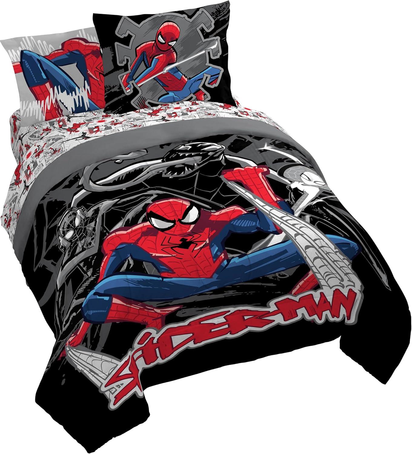 imageJay Franco Kids Comforter Set Includes Sheets and Pillow Covers Soft and Cozy Bed Set for Stylish Room Decor Beige Harry Potter 5 Piece Twin Size BeddingBlack Spiderman
