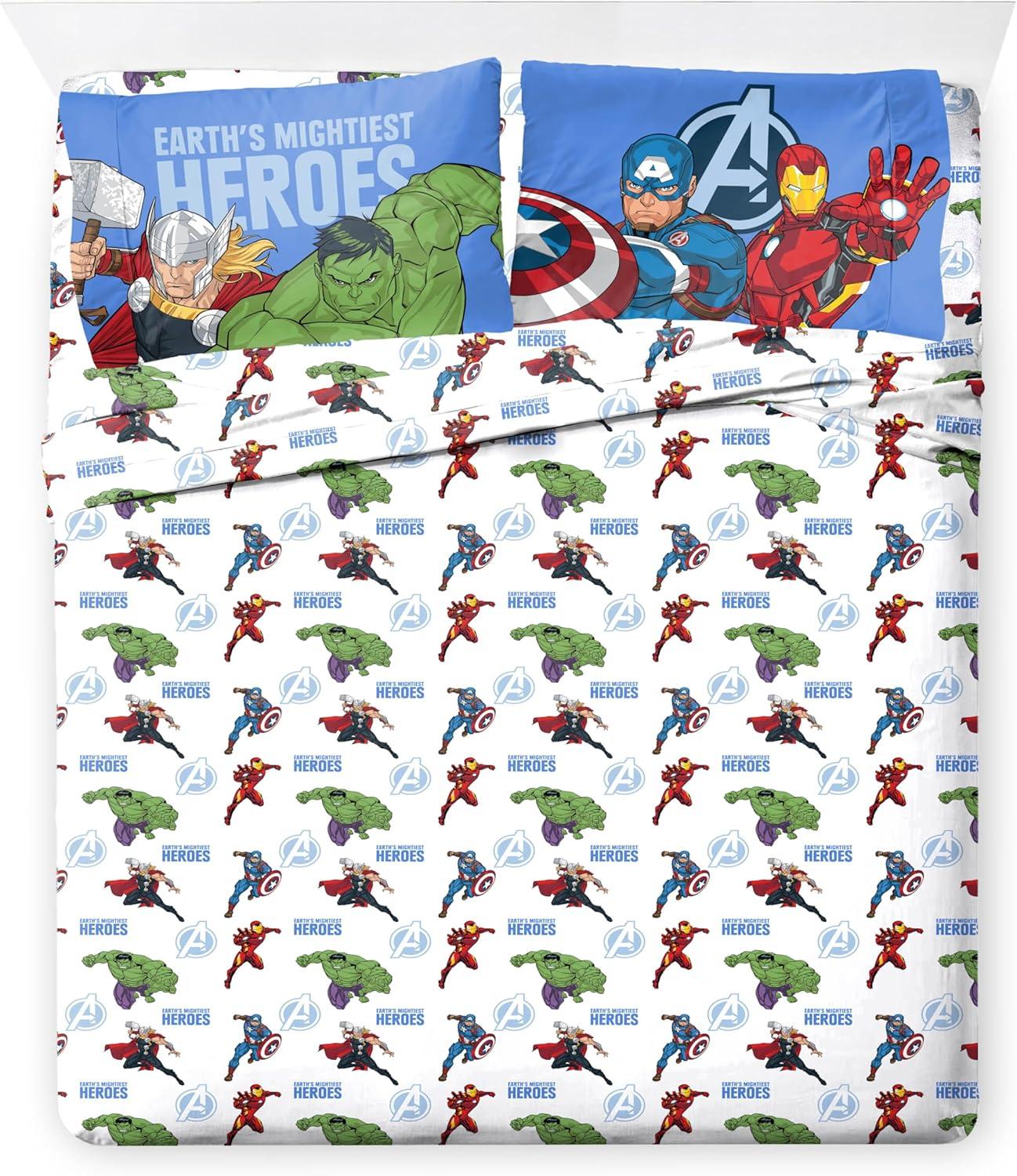 imageJay Franco Kids Comforter Set Includes Sheets and Pillow Covers Soft and Cozy Bed Set for Stylish Room Decor Beige Harry Potter 5 Piece Twin Size BeddingBlue Avengers