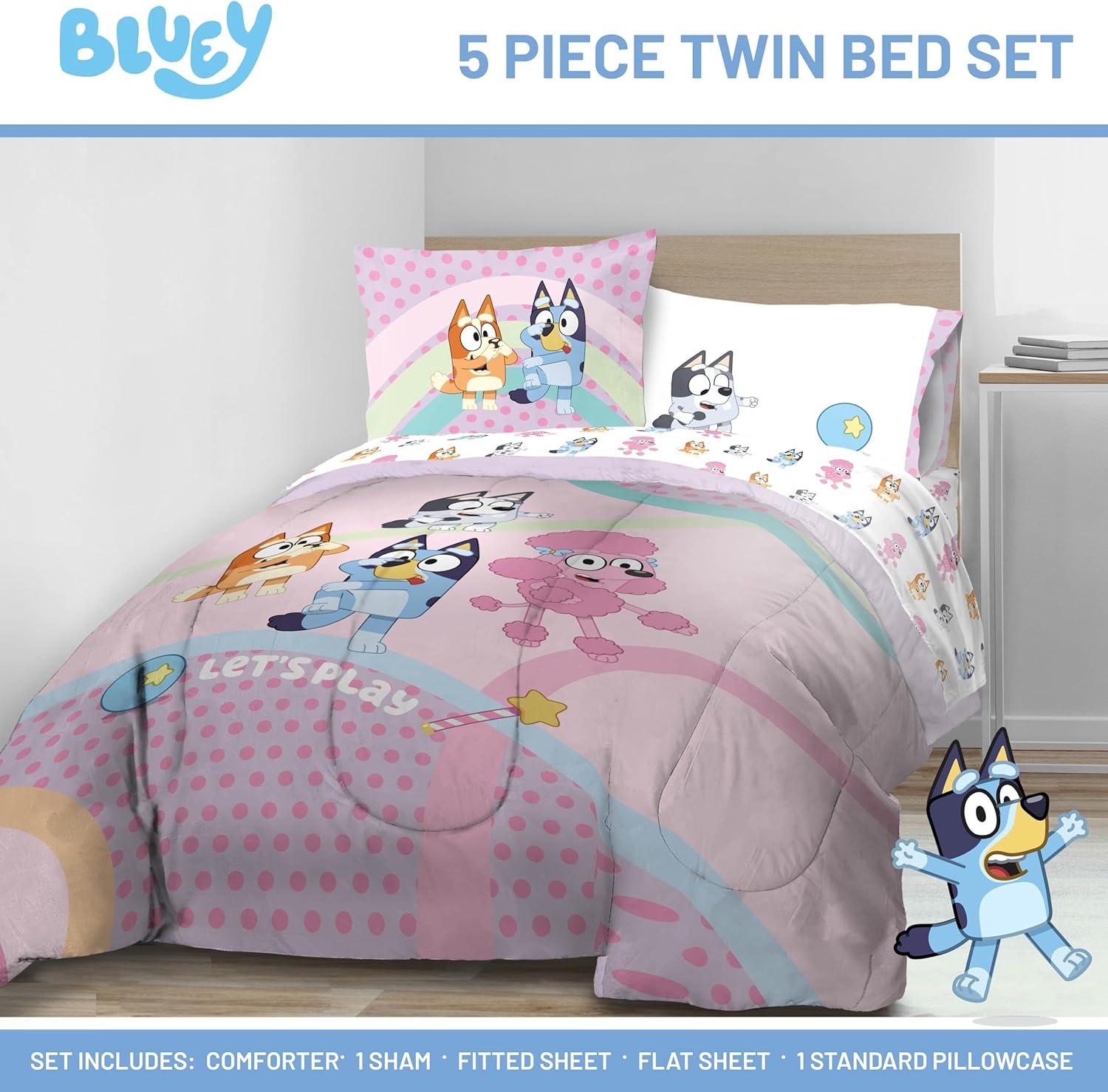imageJay Franco Kids Comforter Set Includes Sheets and Pillow Covers Soft and Cozy Bed Set for Stylish Room Decor Beige Harry Potter 5 Piece Twin Size BeddingPink Bluey