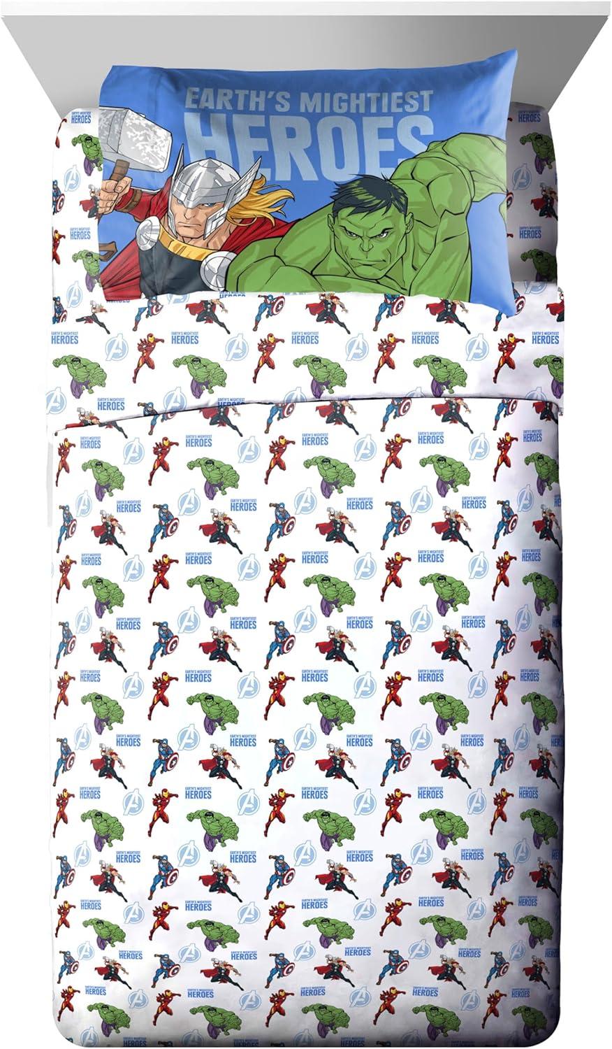 imageJay Franco Kids Comforter Set Includes Sheets and Pillow Covers Soft and Cozy Bed Set for Stylish Room Decor Beige Harry Potter 5 Piece Twin Size BeddingBlue Avengers