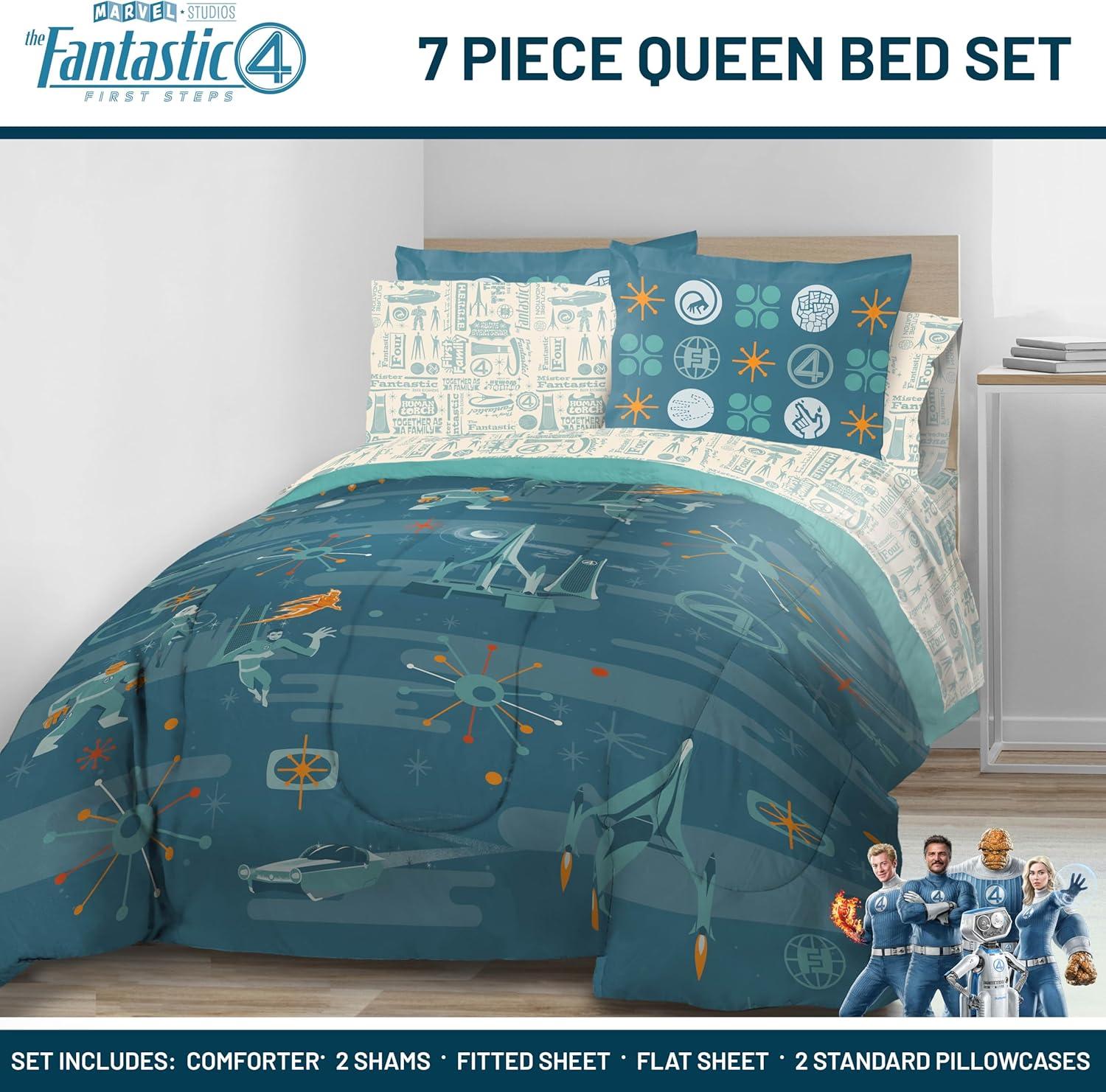 imageJay Franco Kids Comforter Set Includes Sheets and Pillow Covers Soft and Cozy Bed Set for Stylish Room Decor Beige Harry Potter 5 Piece Twin Size BeddingBlue Fantastic Four