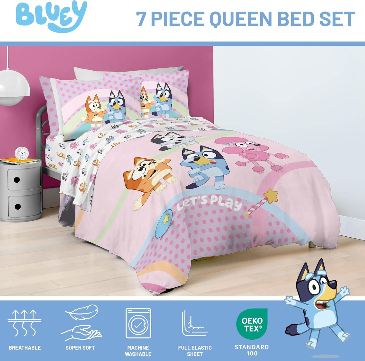 imageJay Franco Kids Comforter Set Includes Sheets and Pillow Covers Soft and Cozy Bed Set for Stylish Room Decor Beige Harry Potter 5 Piece Twin Size BeddingPink Bluey