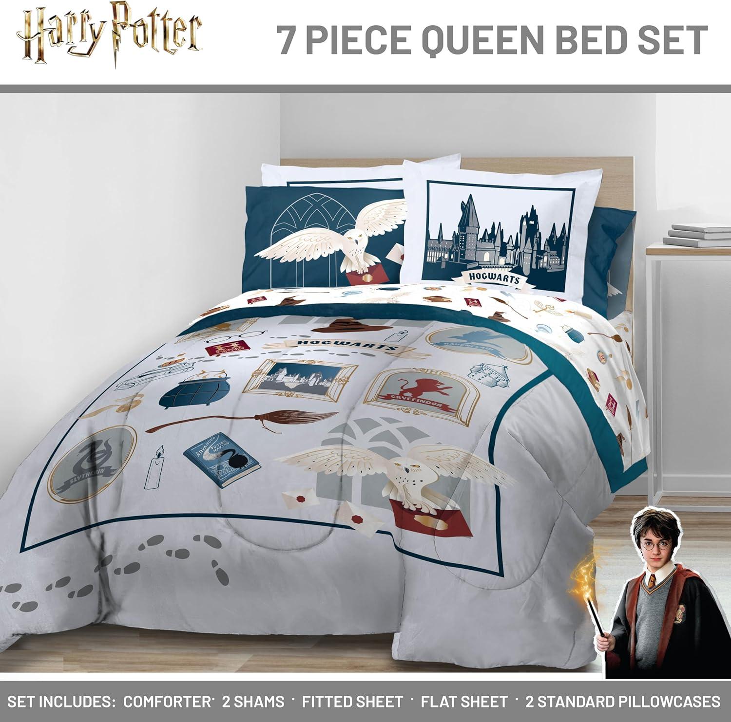 imageJay Franco Kids Comforter Set Includes Sheets and Pillow Covers Soft and Cozy Bed Set for Stylish Room Decor Beige Harry Potter 5 Piece Twin Size BeddingDark Grey Harry Potter